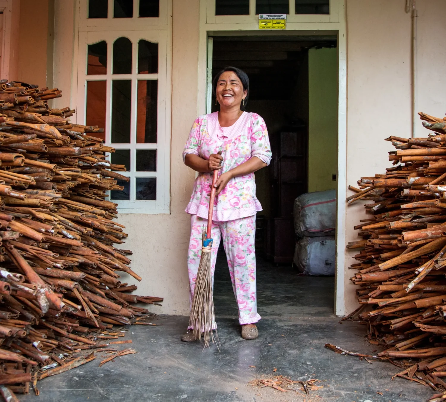 woman smiling with cassia barks